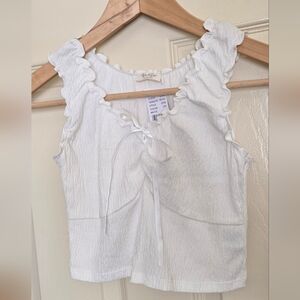 Brandy Melville White Ruffle Top
